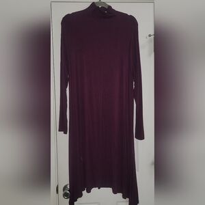 Joan Vass Deep Purple Long Sleeve Dress
